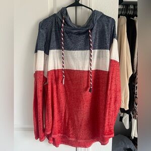 Maurice’s Women’s Red, White and Blue Hoodie with Drawstring